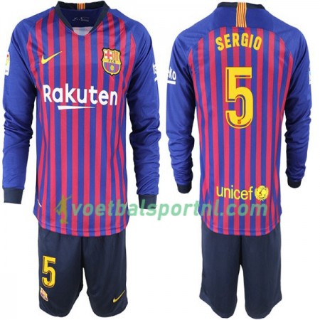 FC Barcelona Sergio 5 Kind Thuis Tenue 2018-19 L/S FC Barcelona Sergio 5 Kind Thuis Tenue 2018-19 L/S